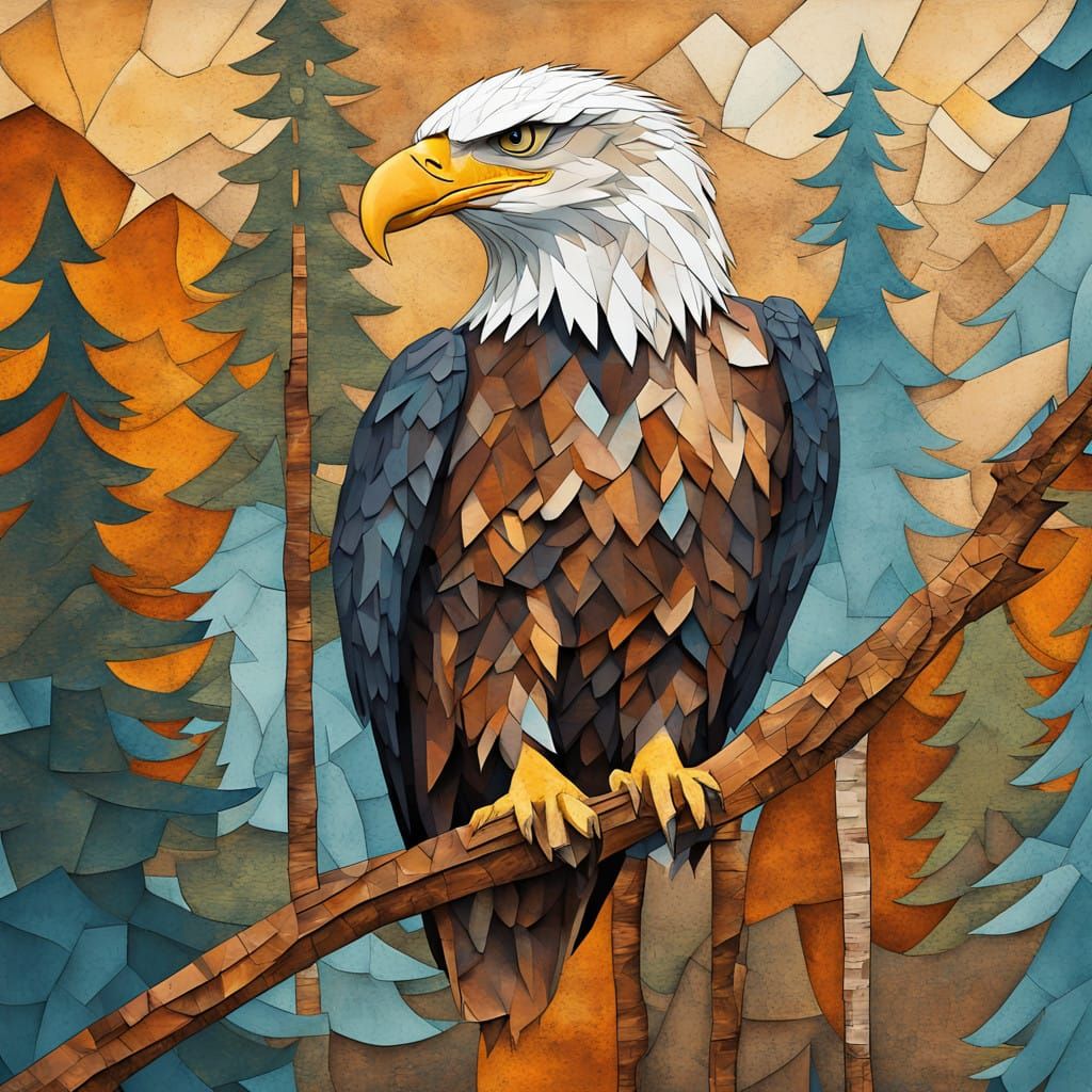 An abstract bald eagle