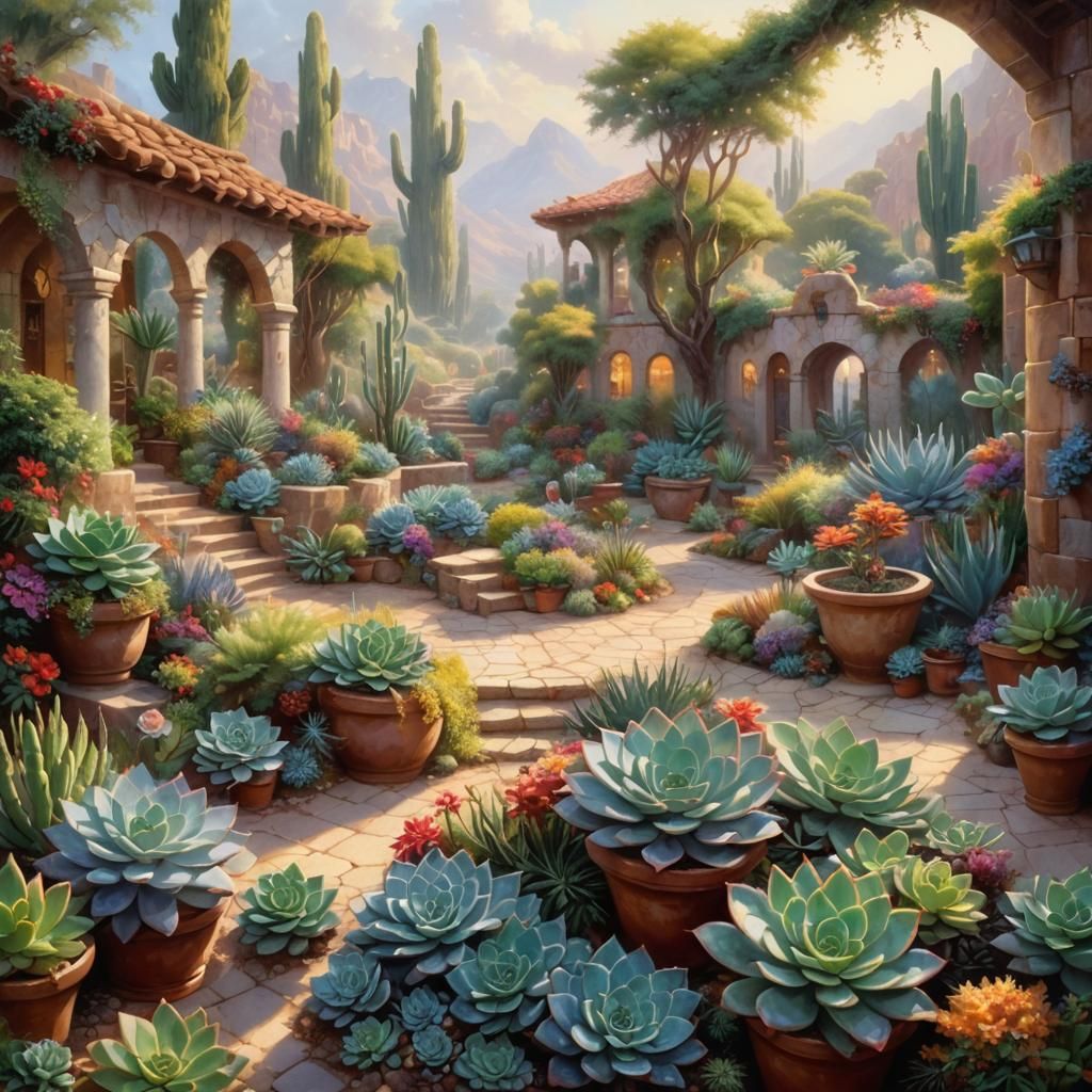 Desert Patio Garden: Ethereal Fantasy Art