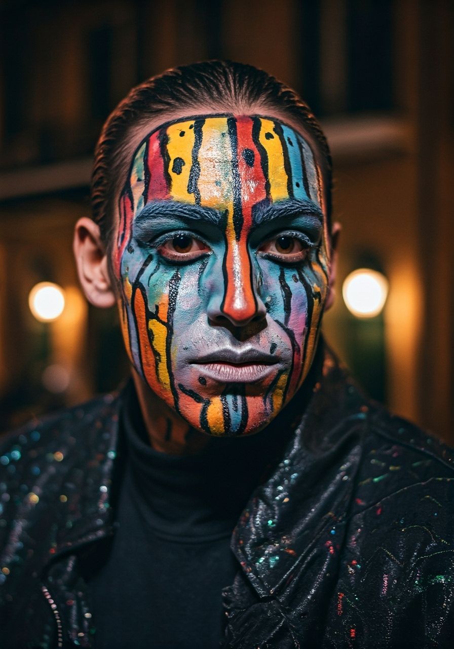 Colorful Face Paint in New Orleans French Quarter