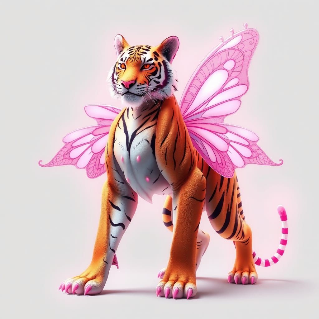 Pink Tiger Butterfly Hybrid in Abstract Digital Art