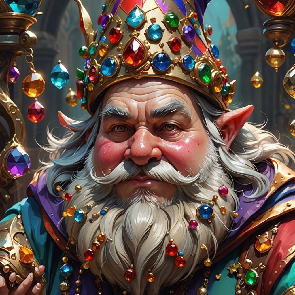 Gnome Jester Portrait in Fantasy Art Style