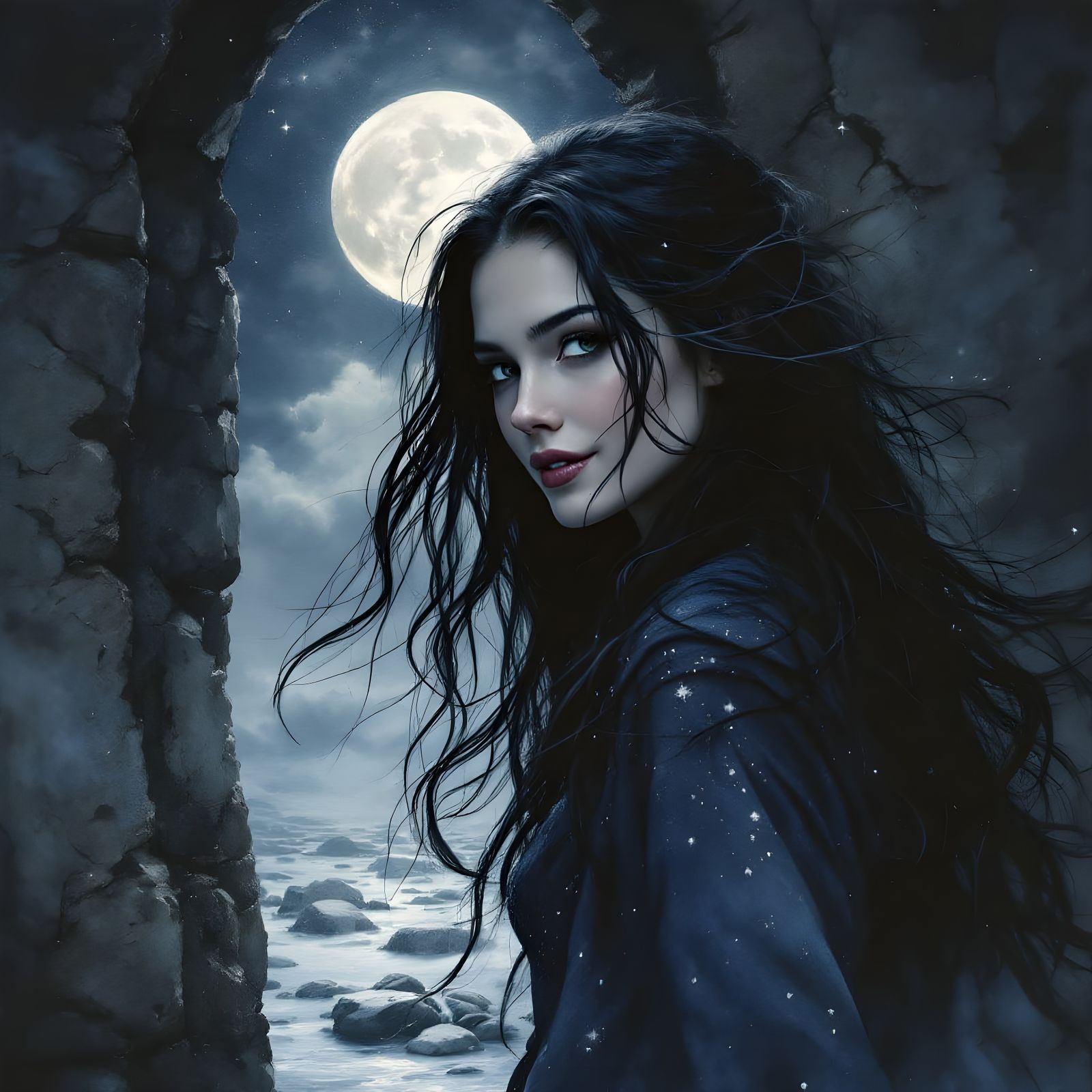 Haunting Norse Goddess Portrait in Soft Dark Hues