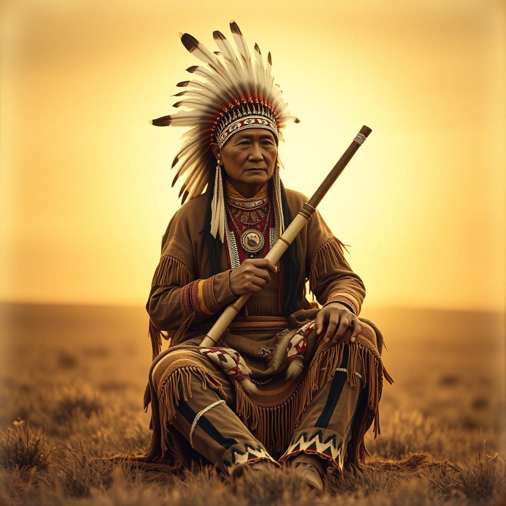 Elk Head in Traditional Lakota Regalia