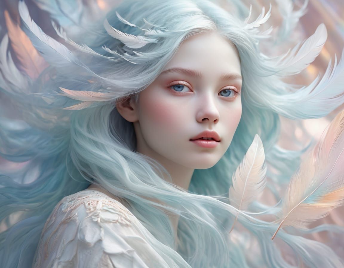 Celestial Spirit Portrait with Fine Etched Markings