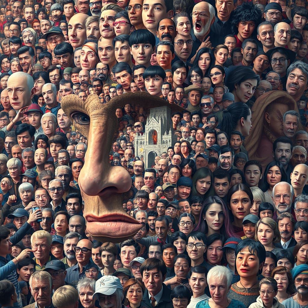 Diverse Crowd Forms a Realistic Human Face