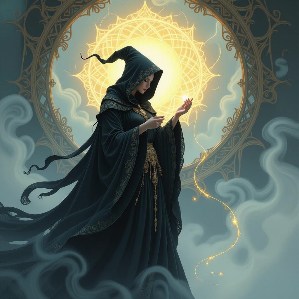 Eldritch Witch Weaving Fate in a Mystical Realm