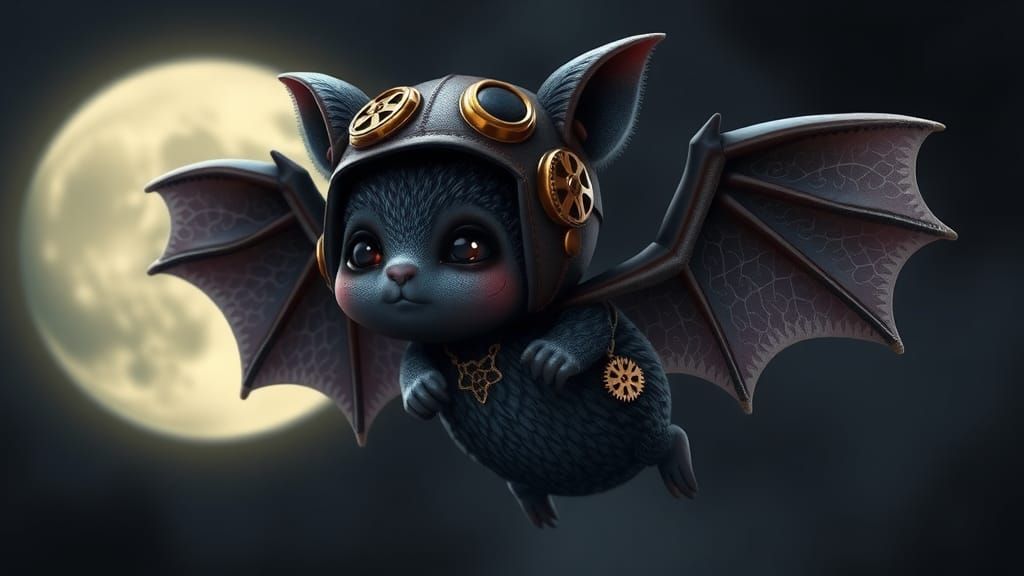 Chibi Bats in Gothic Steampunk Style