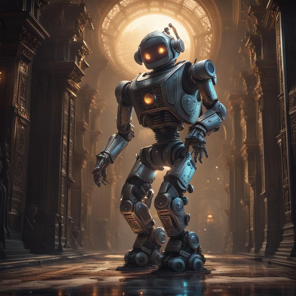 Robot Moonwalk: Epic Cinematic Digital Art