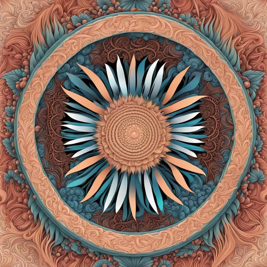 Art Deco Archway with Animals and Mandala Patterns