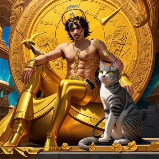 Yellow Submarine Man and Celestial Goddess: Epic Scene