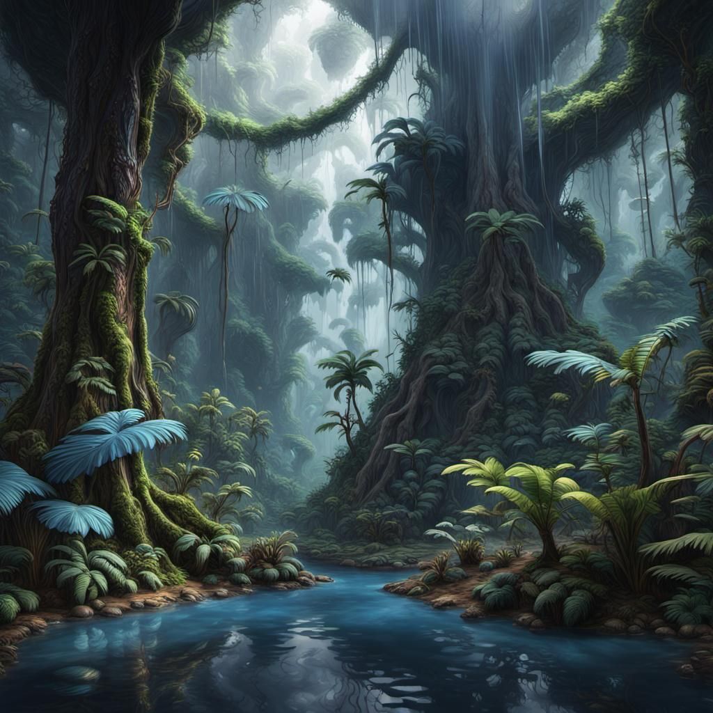 Blue Rainforest: Detailed Matte Painting in Unreal Engine
