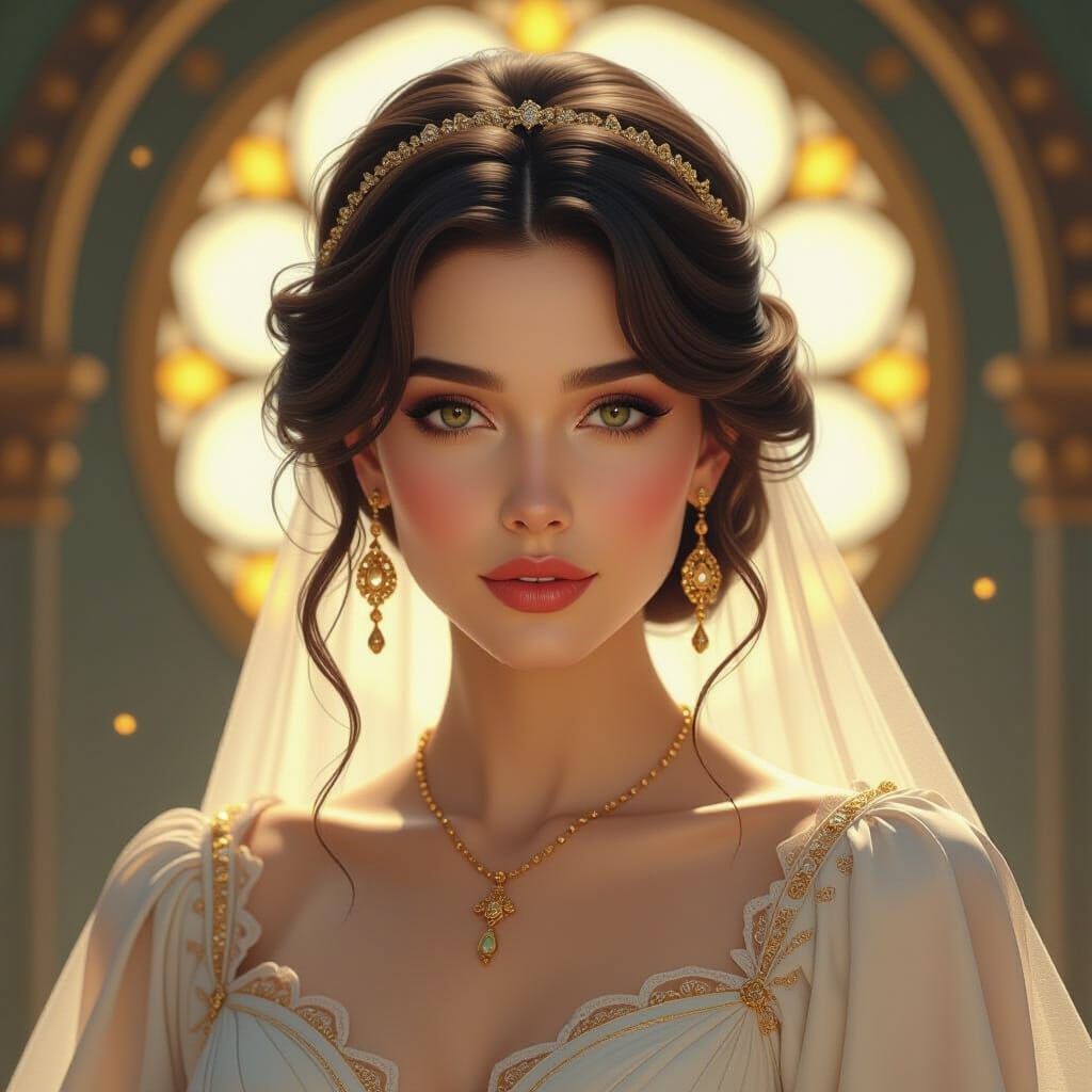 Gilded Portrait of a Luminous Woman