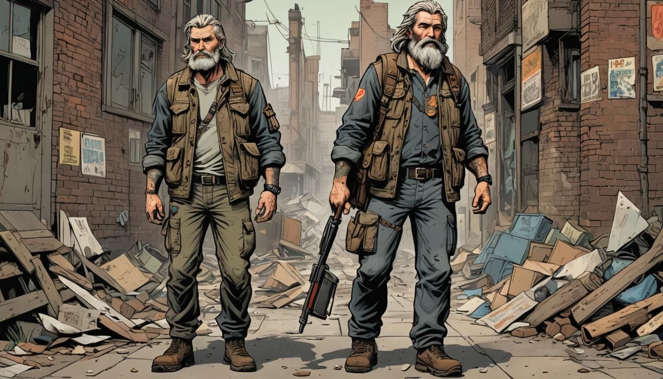 Gritty Comic Book Character with Scars and Tattoos