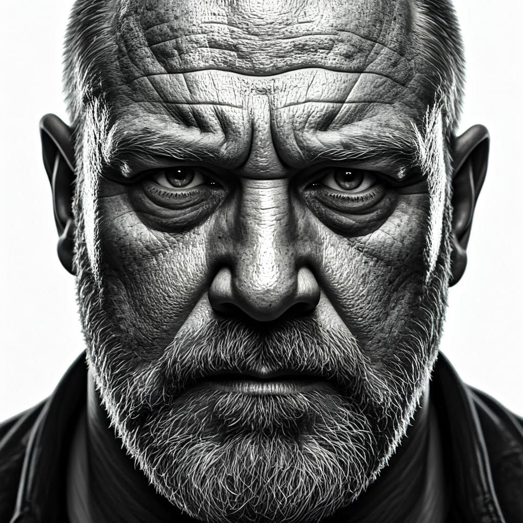 Weathered Wrestler in Black and White