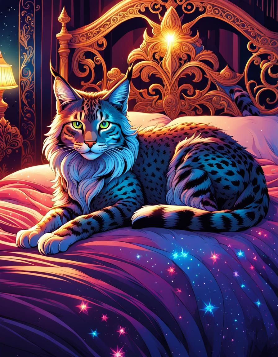 Majestic Fantasy Creature Illustration with Glitter Effects