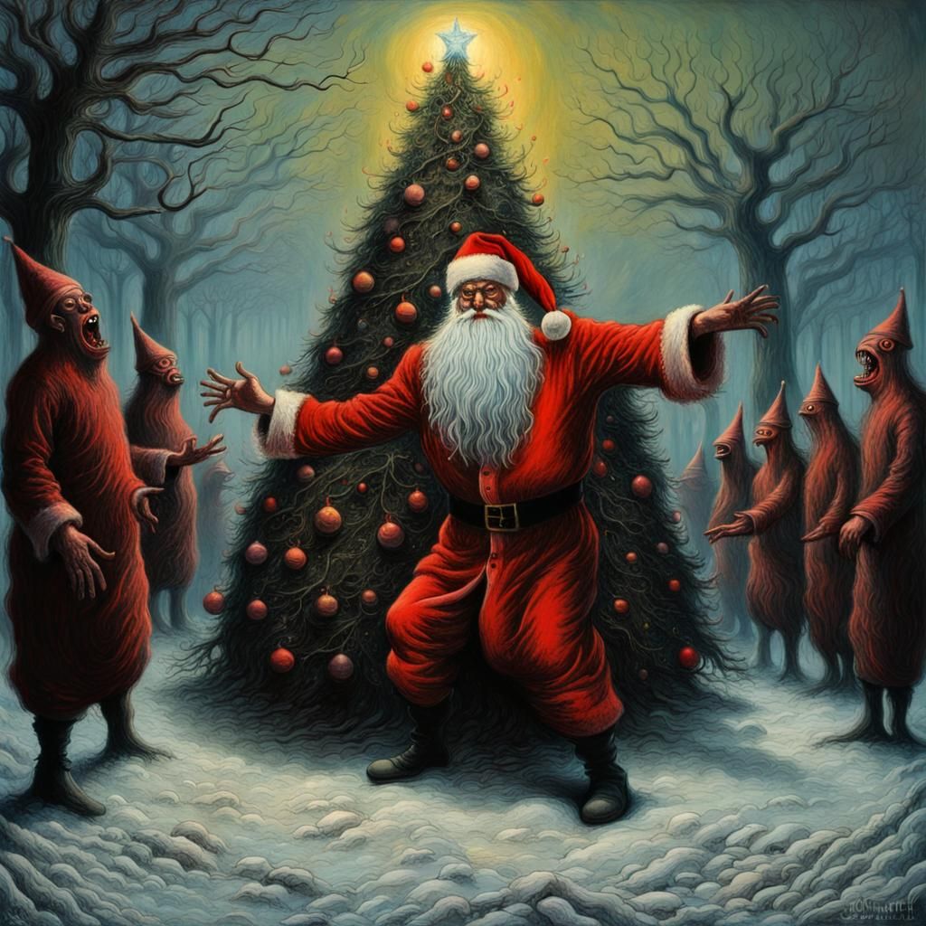 Dystopian Santa Claus Monster: A Beksiński-Inspired Nightmar...