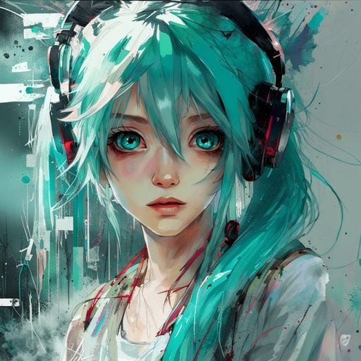 Detailed Portrait of Hatsune Miku as Splash Art