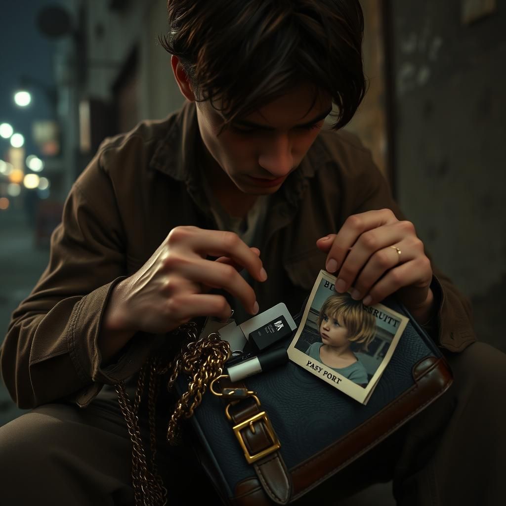 Gloomy Urban Portrait with Leather Purse