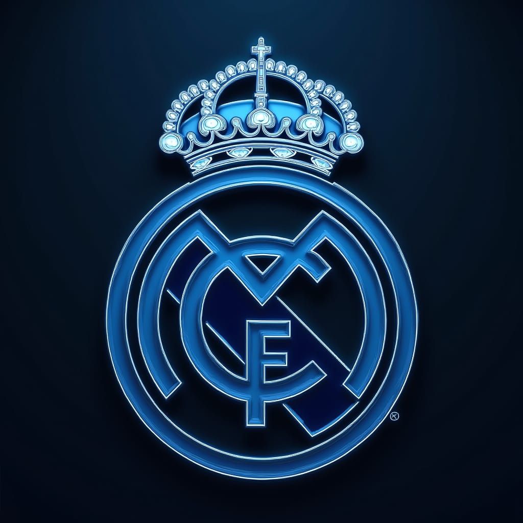 Blue Futurist Logo of Real Madrid