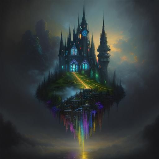 Glitch Art Castle in Ethereal Fantasy Style