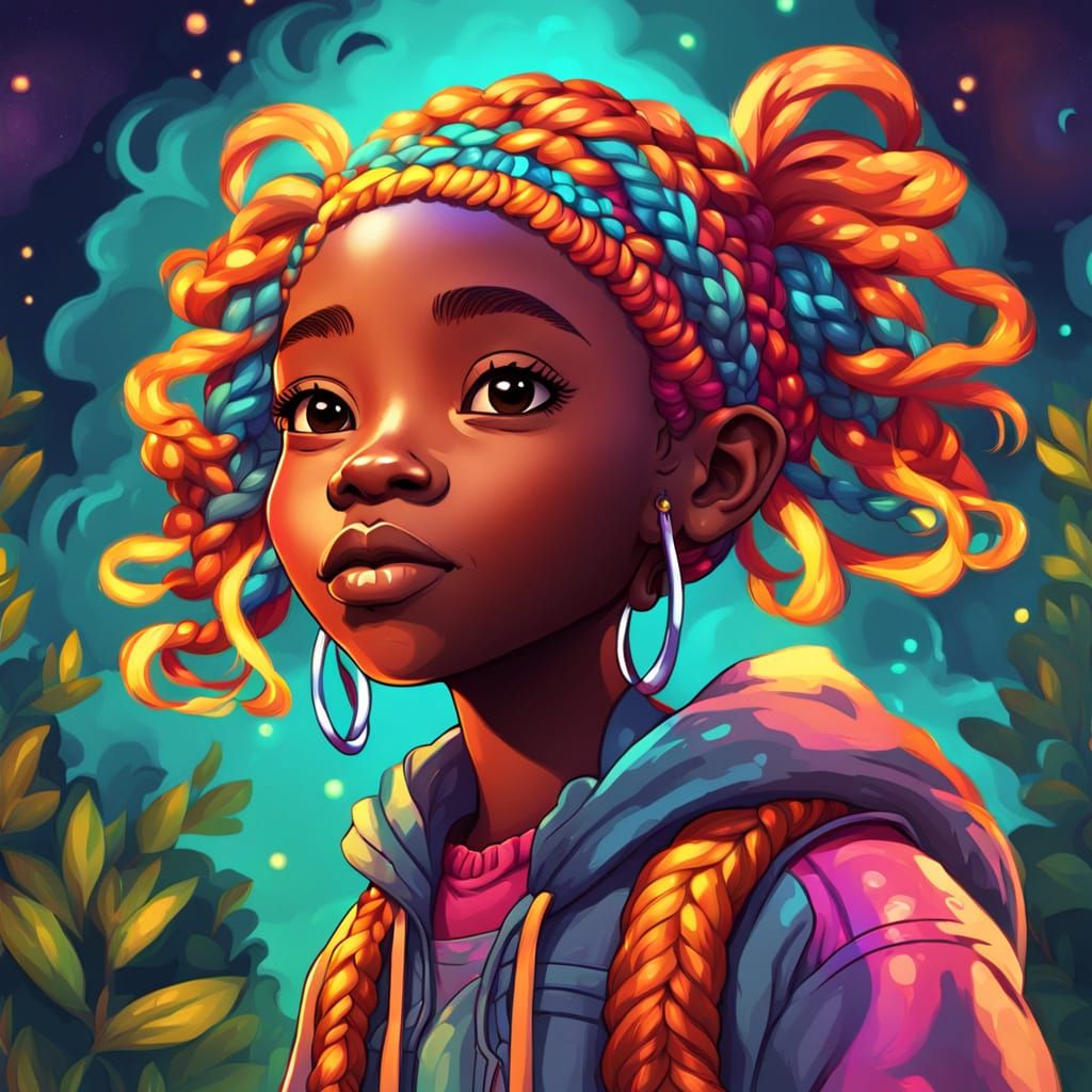 Vibrant Gnome Girl in Graphic Novel Style