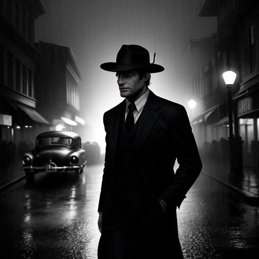 Andrew Lincoln in Film Noir Rainy Street Scene