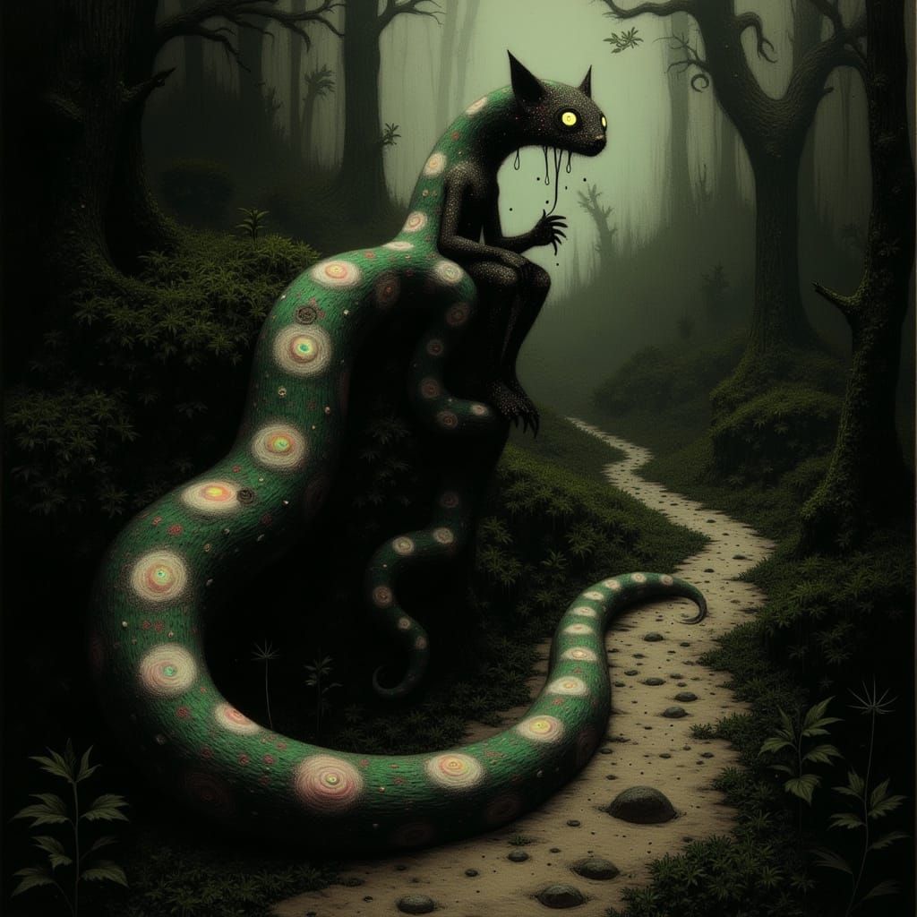 Emerald Cat-Snake in Jungle Ambush