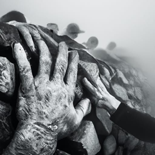 Monochrome Stone Wall Built by Many Hands