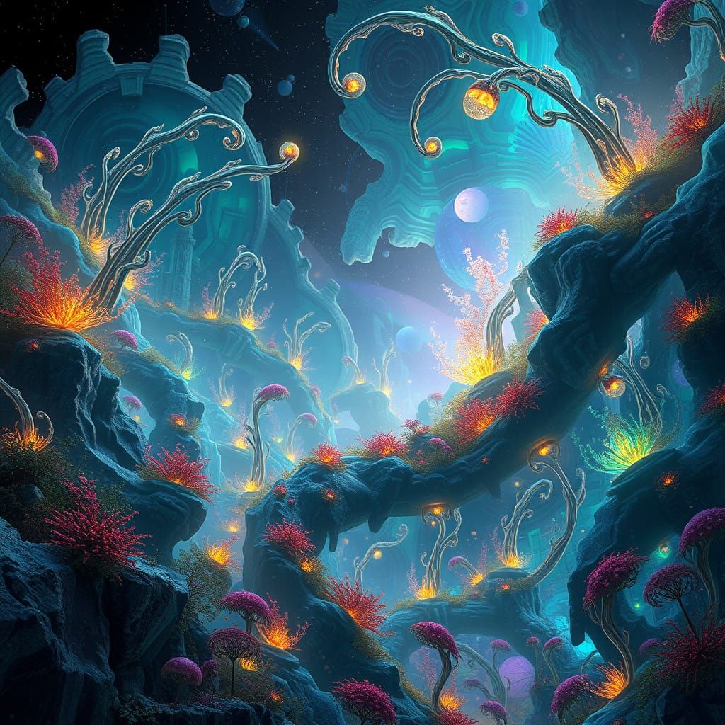 Enchanting Dreamscapes Unfold in Vibrant, Iridescent Hues