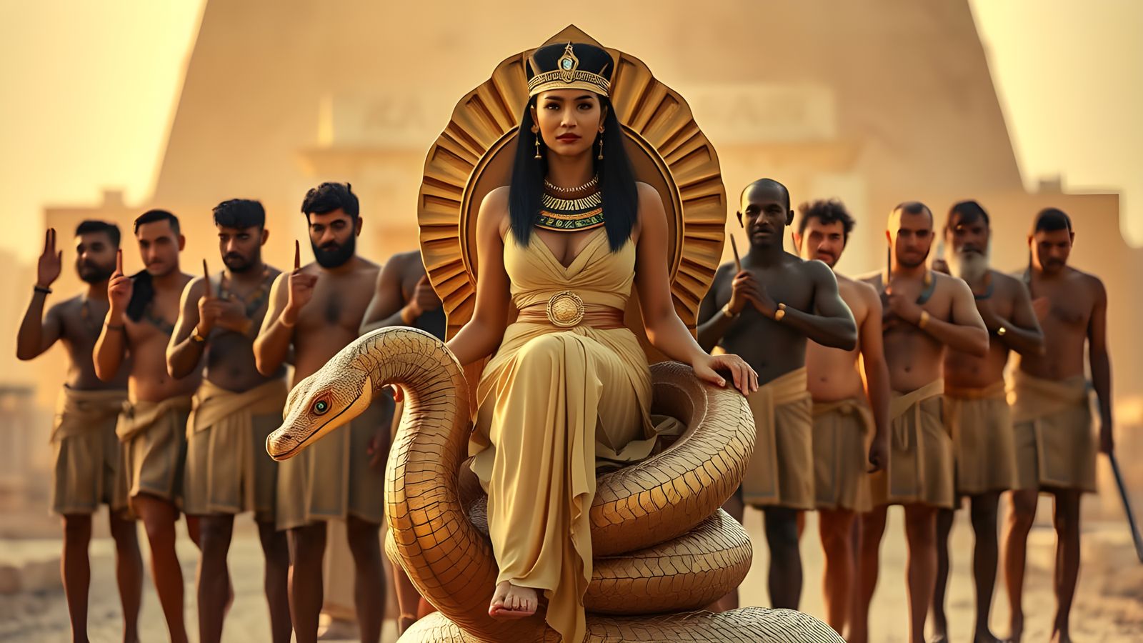 Egyptian Queen on Cobra Throne, Professional Photography