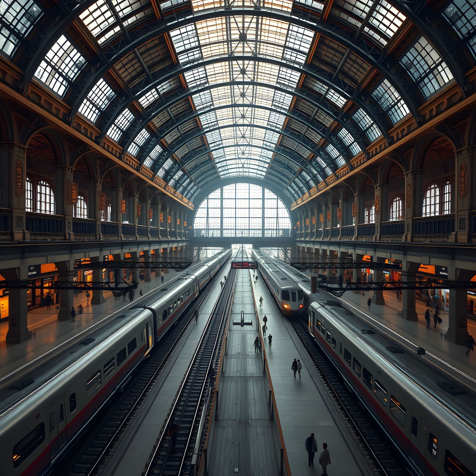 Modern European Train Station Interior in Realistic Style