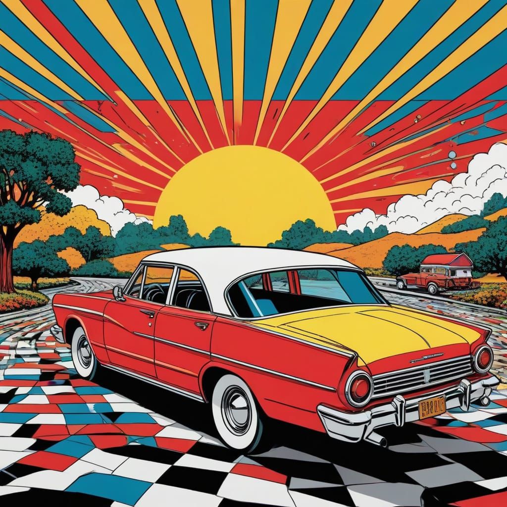 Vibrant Pop Art Comic Strip Scene in Bold, Graphic Style