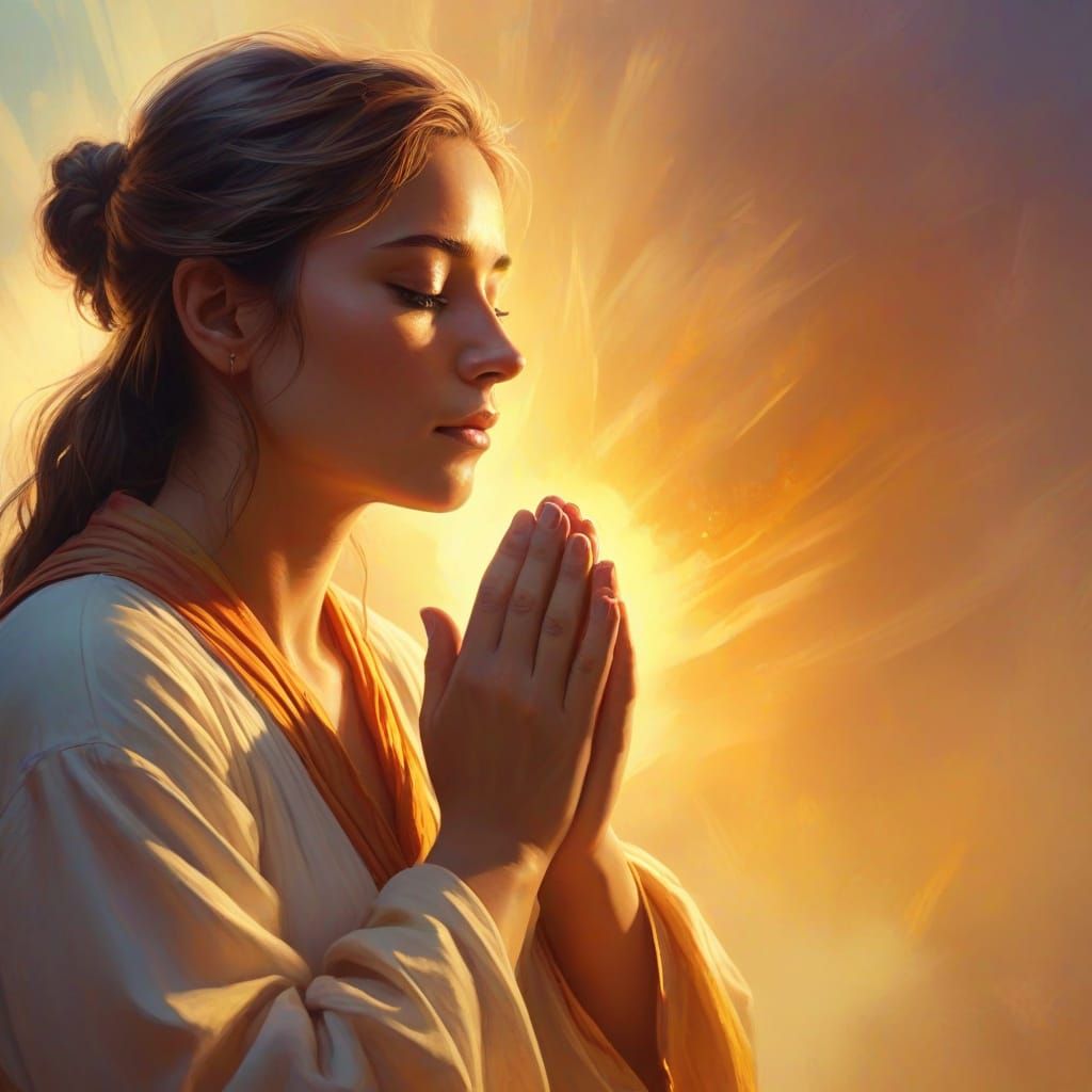 Serene Prayer Scene in Golden Light