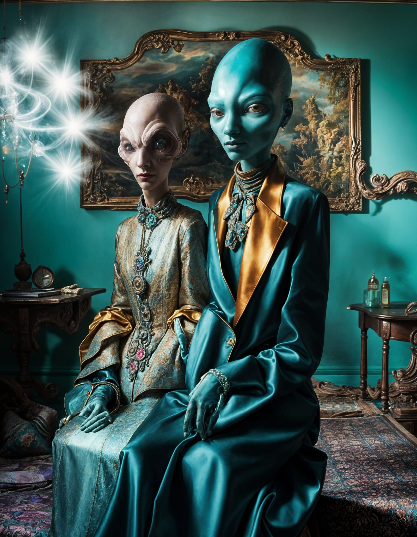 Extravagant Alien Characters in Bizarre Cosmic Dreamscape