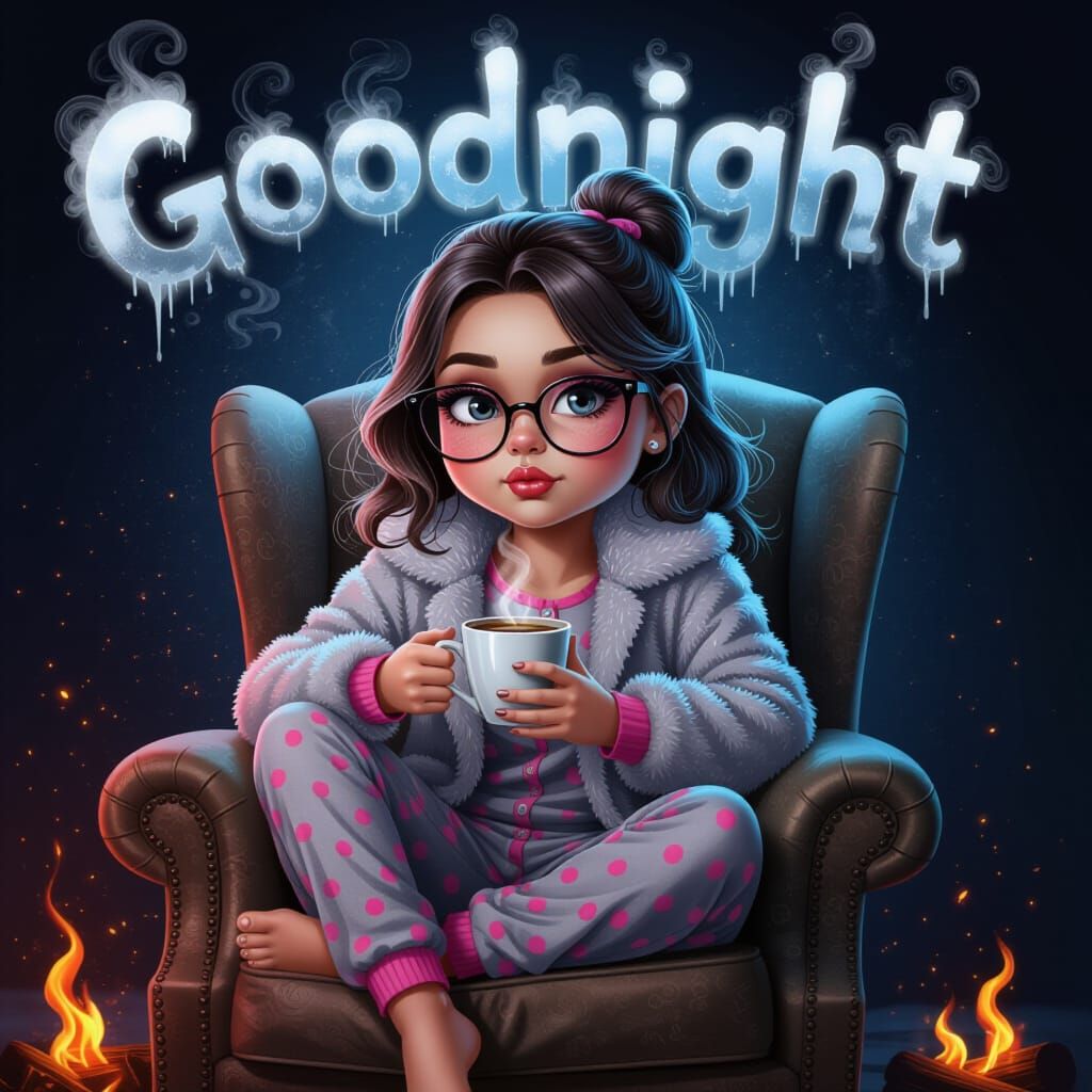 Caricature Girl Reads in Misty "Goodnight" Scene
