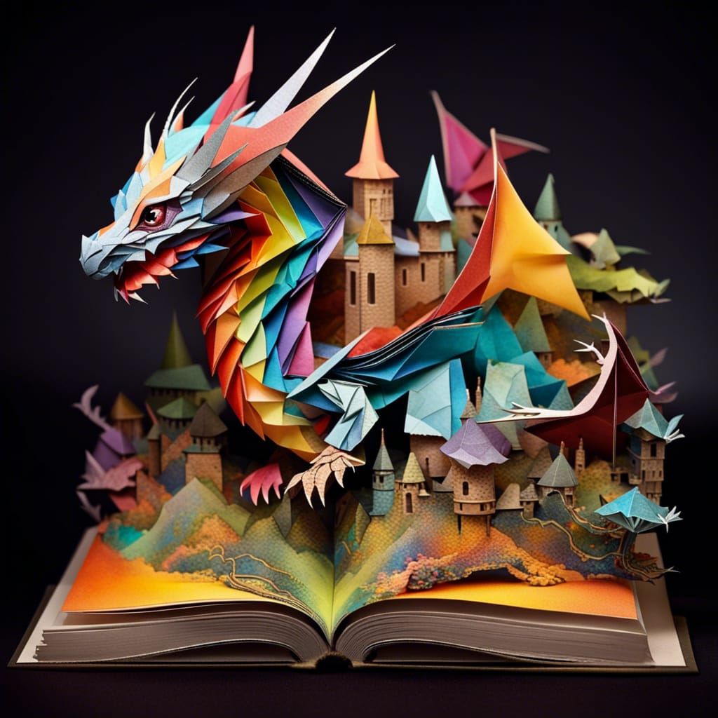 Fantasy Pop-Up Book with Origami Dragon