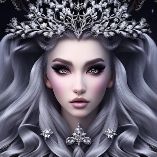 Snowy Portrait of a Young Beauty as Digital Art