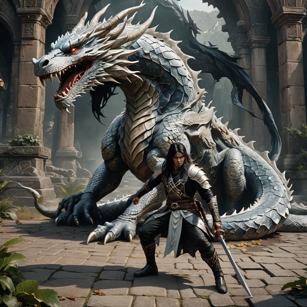 Man and Dragon Fantasy Concept Art