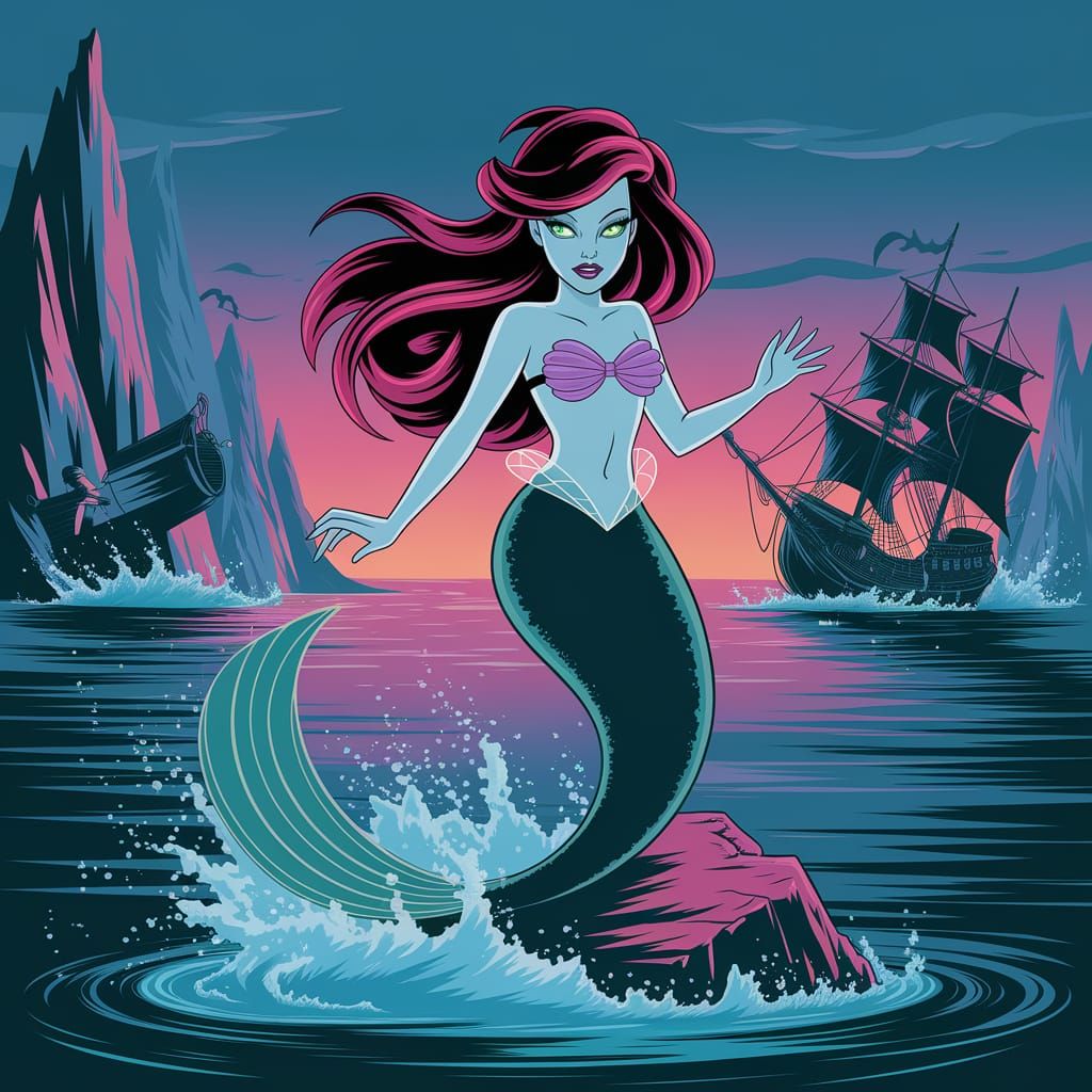 Malignant Mermaid Goddess in Dark Digital Art