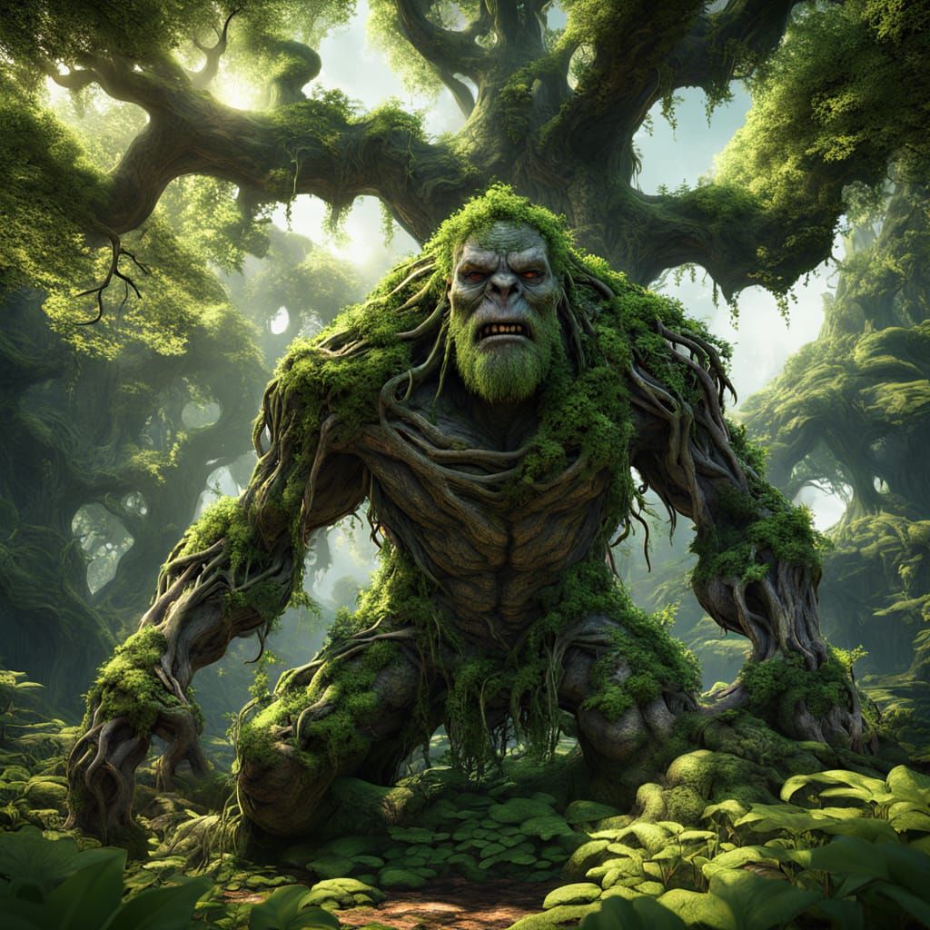 Glowing Jungle Titan Amidst Vibrant Forest