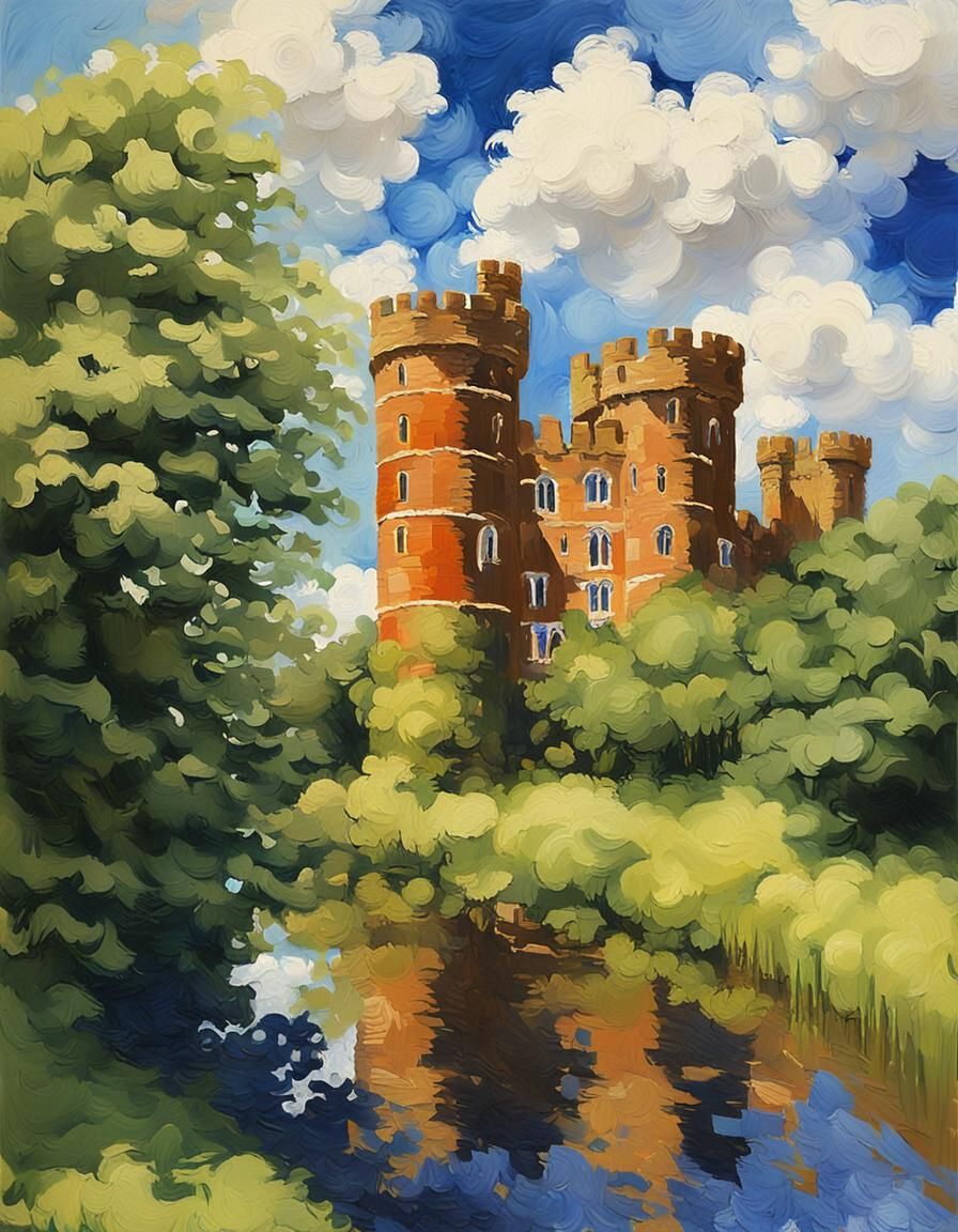 Tattershall Castle in Impressionist Gouache Style