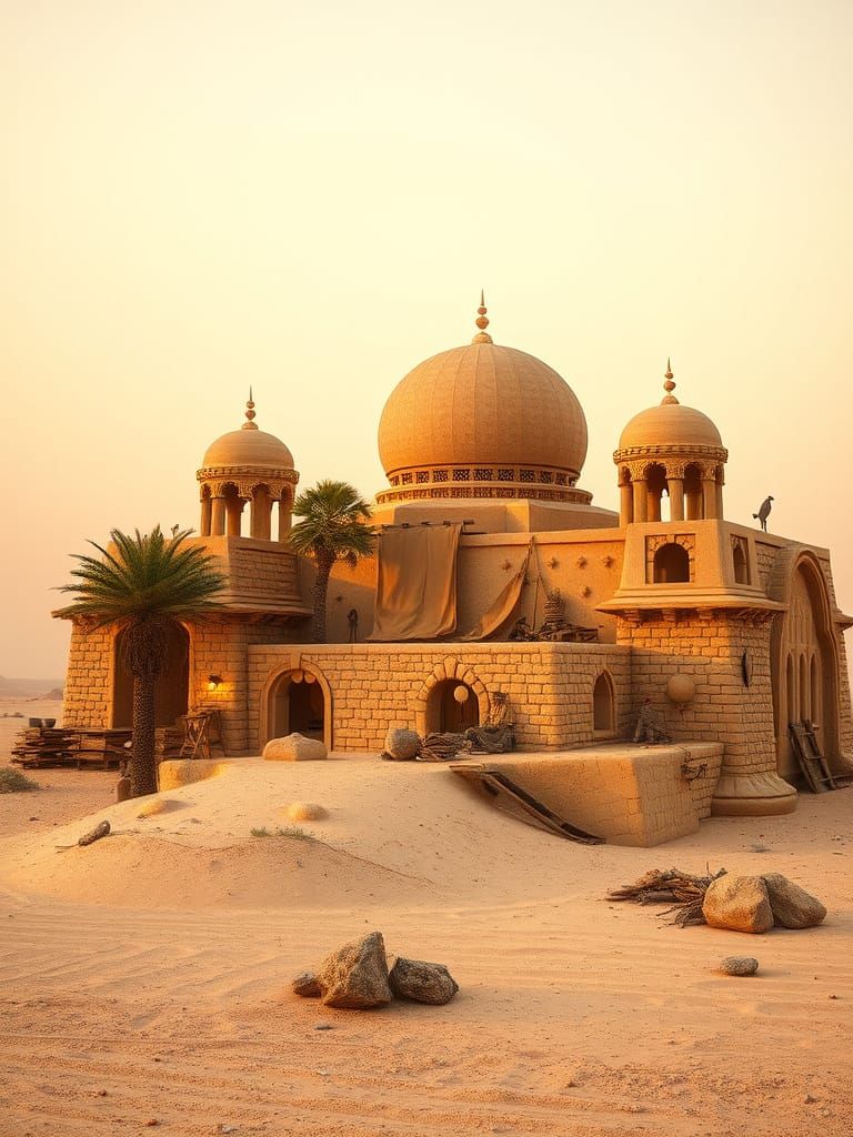 Intricate Sandpunk City on Desert Island