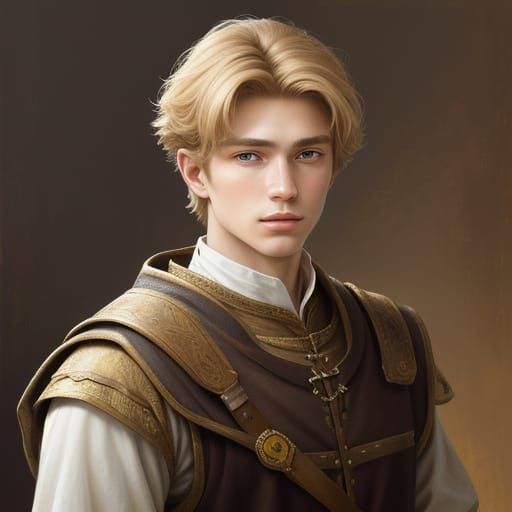 Teenage Man in Renaissance Portrait, Oil Painting