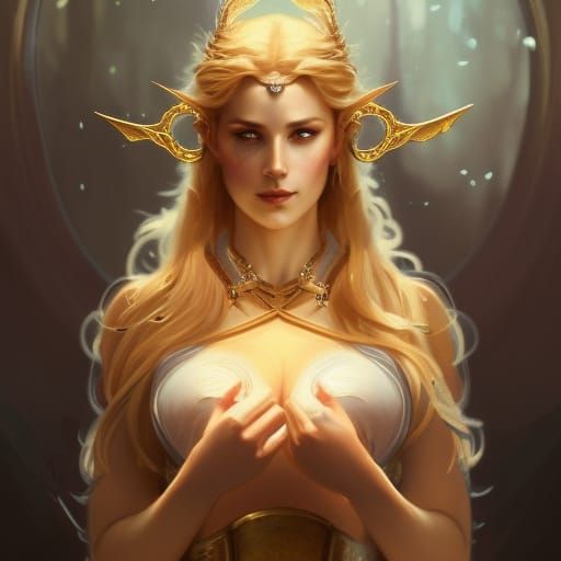 Elven Goddess Portrait in Hyperdetailed Style