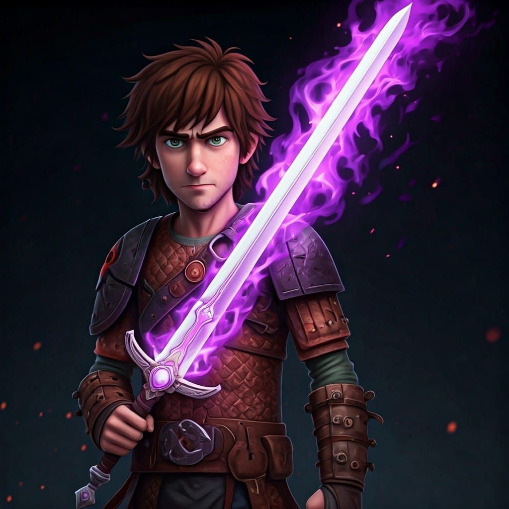 Epic Hiccup Haddock Wields Lavender Flame Sword