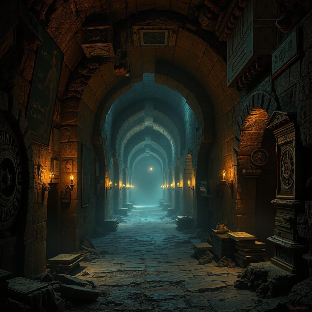 Eerie Tunnels Maze with Flickering Torches