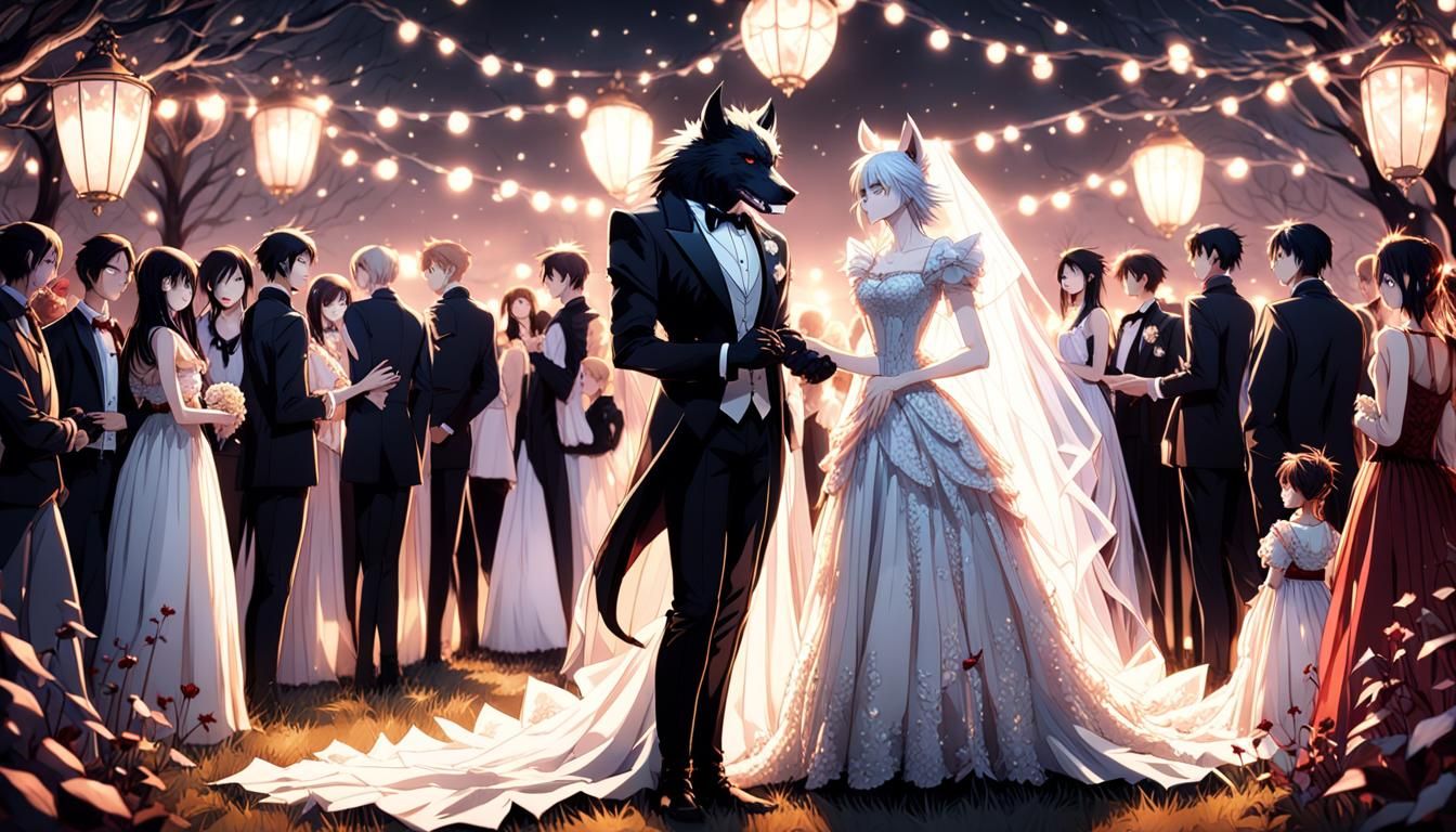 Anime Wedding of Vampire and Werewolf in 3D