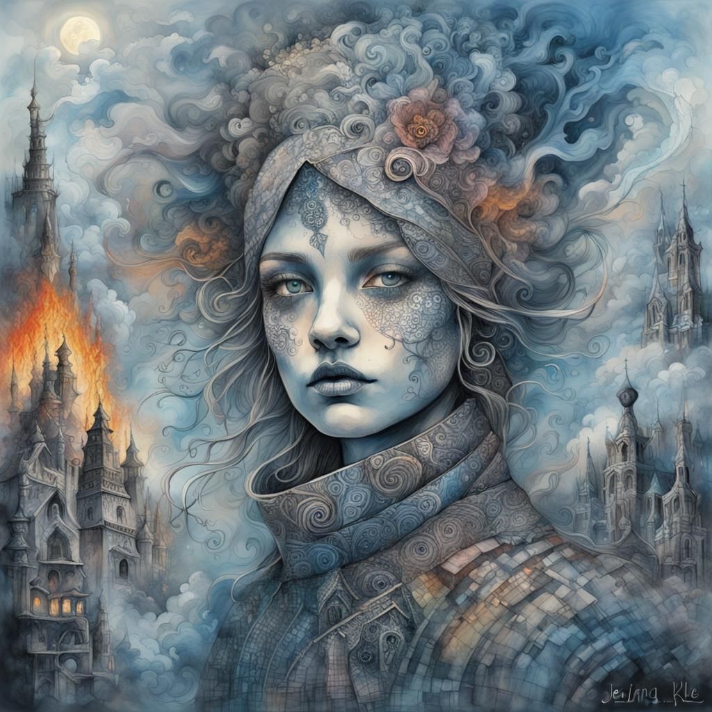 Ethereal Smoky Dancer in Colorful Fantasy Realism