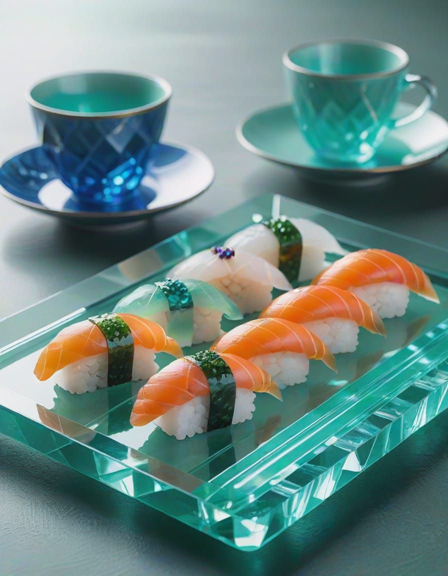 Crystal Sushi Still Life in Digital Art