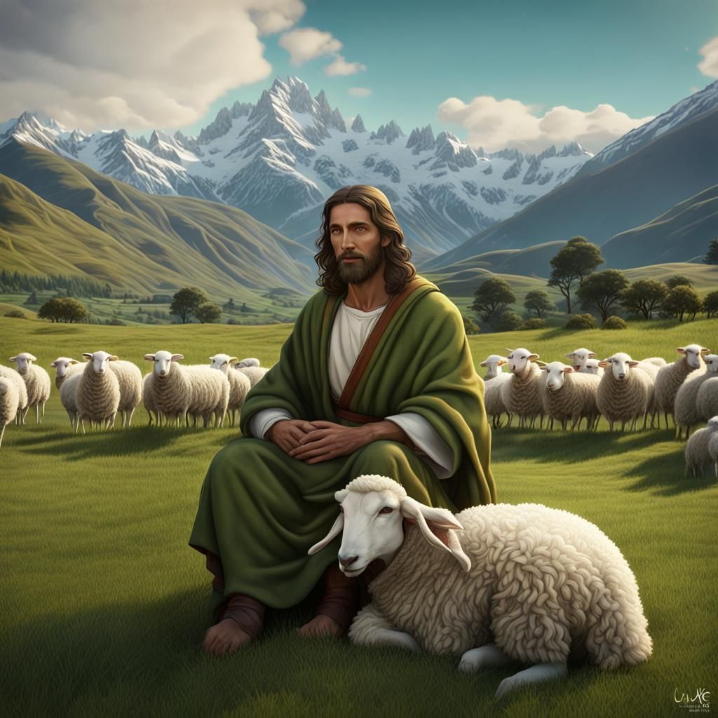 Jesus as Shepherd in New Zealand Pasture